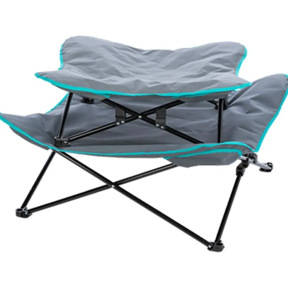 Camping-Bett, dunkelgrau/petrol