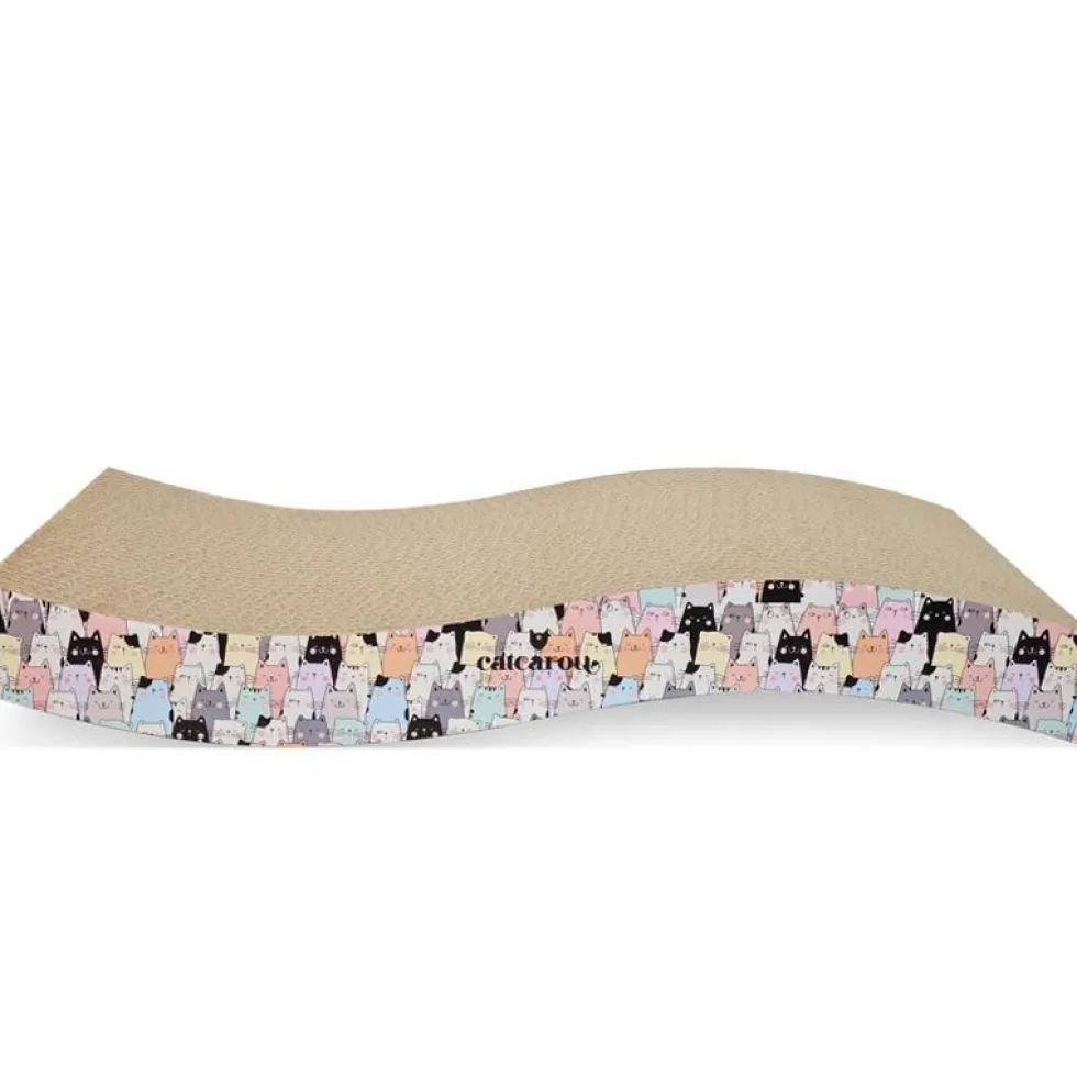 Catcarou Kratzbrett Wave Small cat pattern 45x21x7 cm