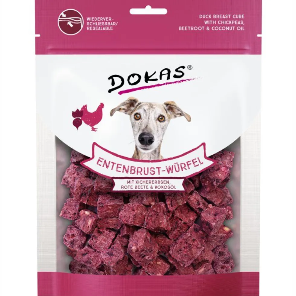 Dokas Dog Snack Entenbrust-Würfel mit Kichererbsen 150g