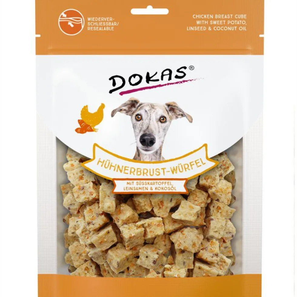 Dokas Dog Snack Hühnerbrust-Würfel mit Süßkartoffel 150g