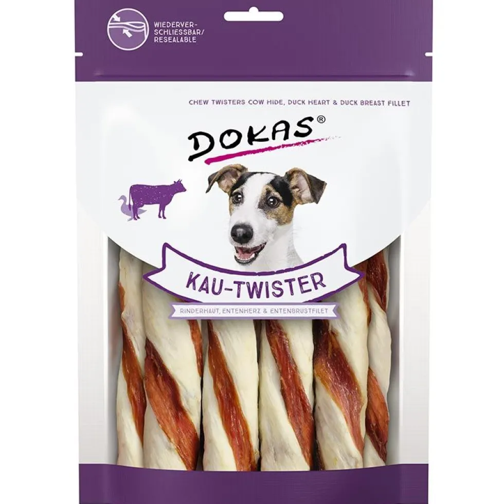 Dokas Dog Snack Kau-Twister Rinderhaut mit Ente 200g