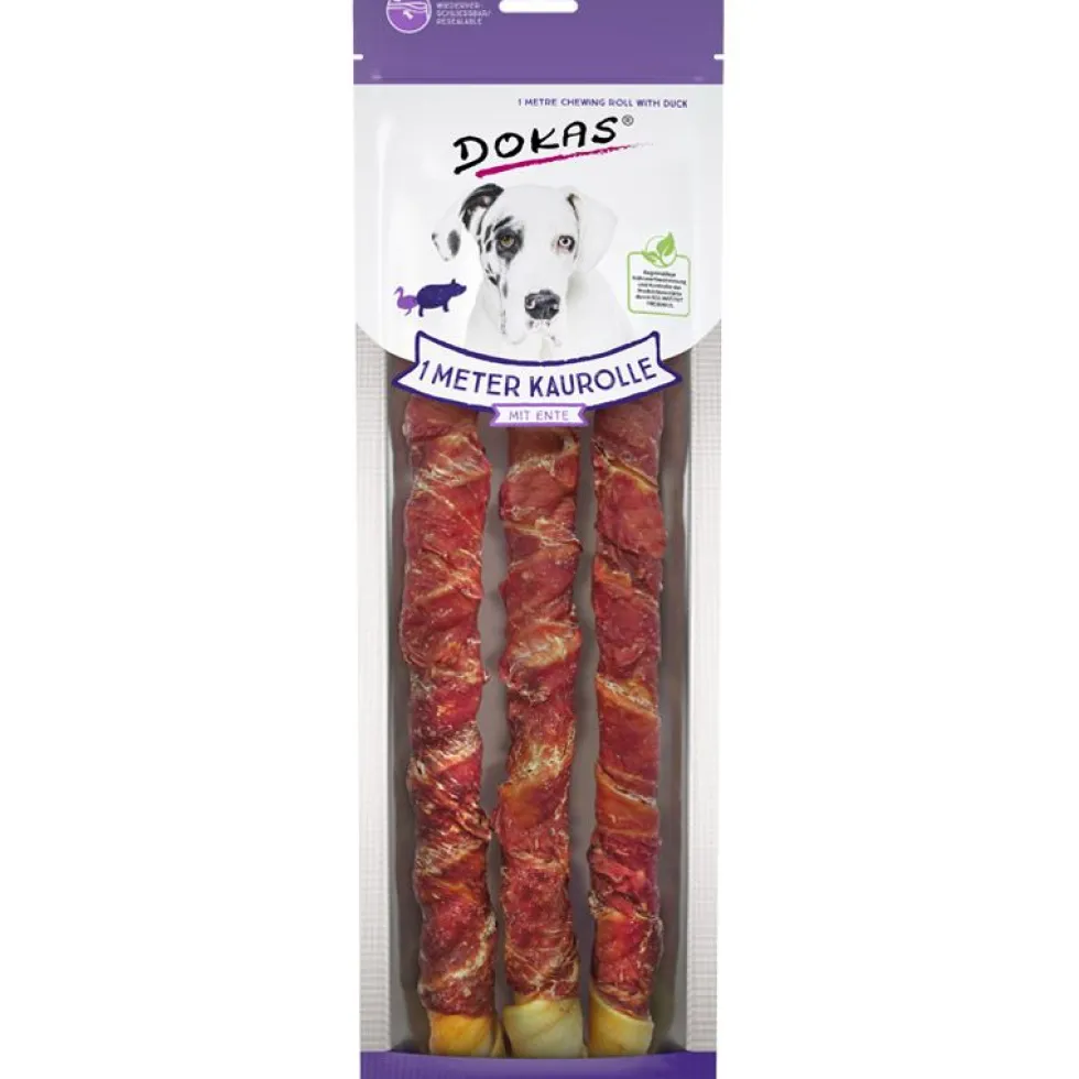 Dokas Dog Snack 1m Kaurolle mit Ente, 3x34cm, 315g