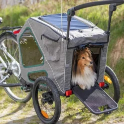 Fahrrad-Anhänger für Hunde, grau/salbei