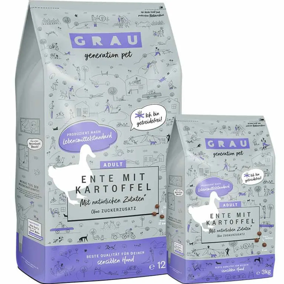 Grau Hund Adult Ente mit Kartoffel