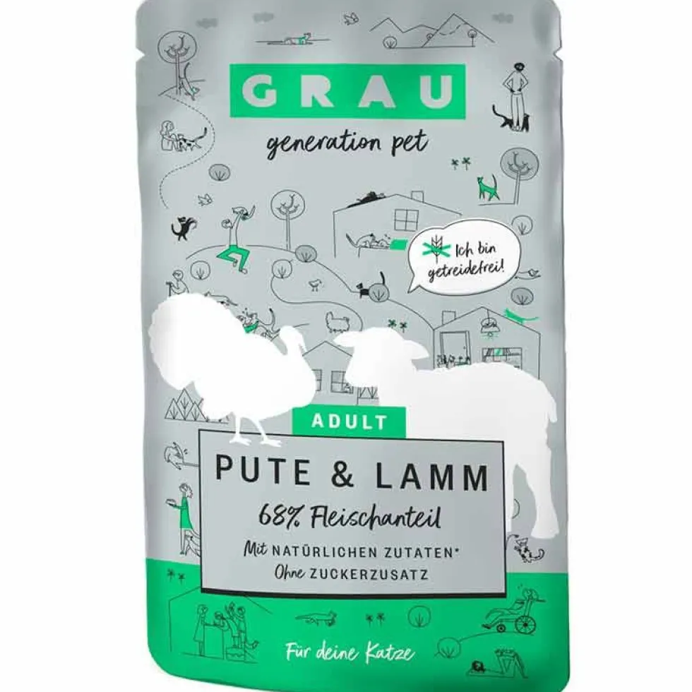 Grau Katze Adult Pouch Pute und Lamm 125g