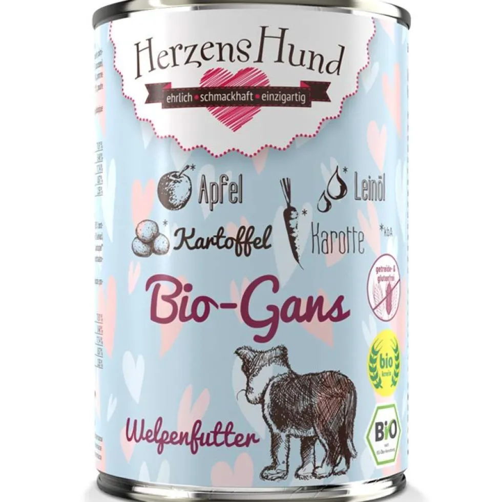 HerzensHund Welpe Bio-Gans mit Bio-Apfel