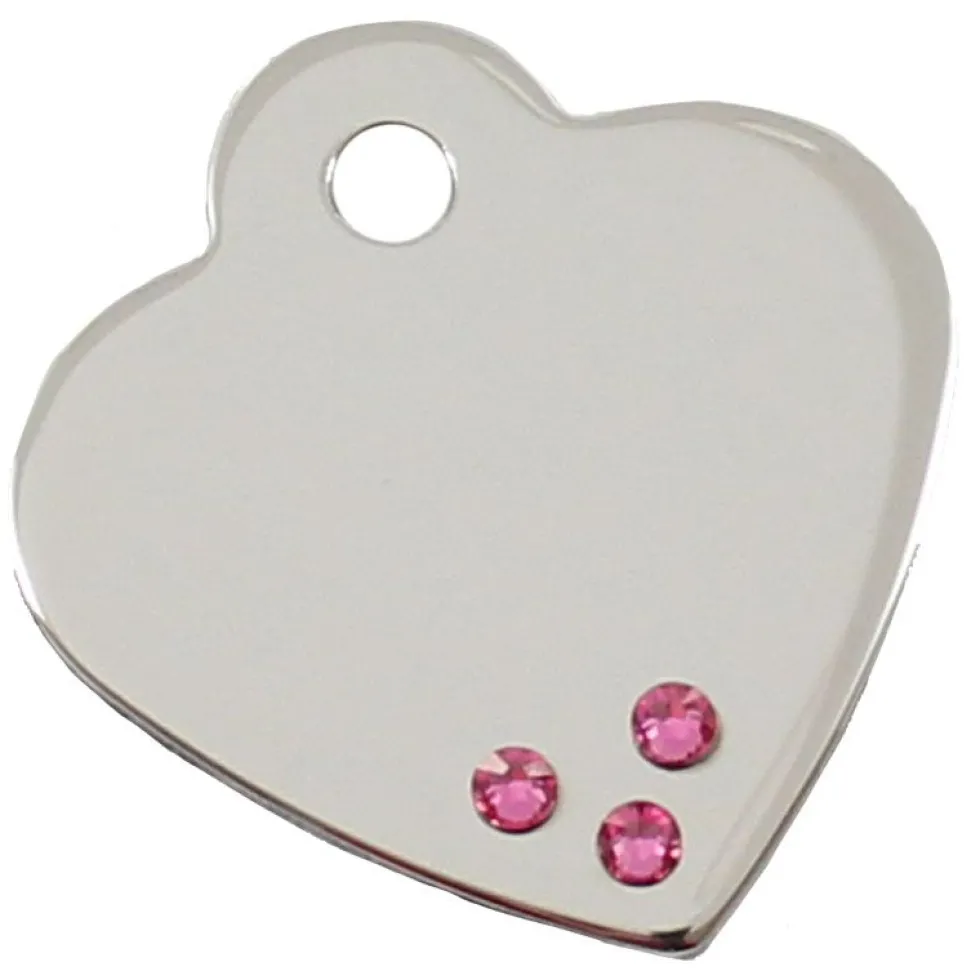 Herz Klein Chrom mit Steinen Pink