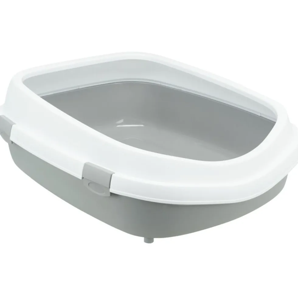 Katzentoilette Primo XXL m. Rand, 56x25x71cm, grau/weiß
