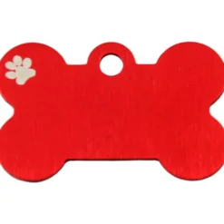 Knochen Klein Rot mit Motiv Pfote