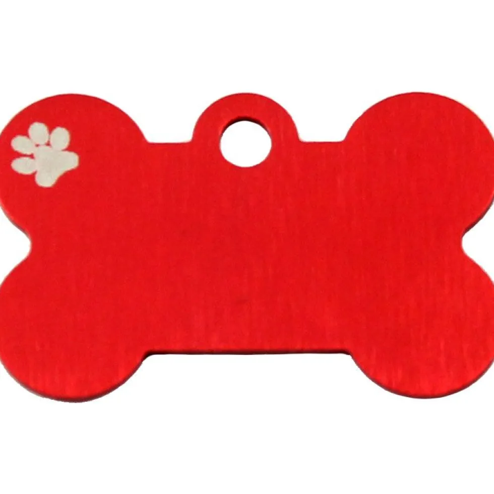 Knochen Klein Rot mit Motiv Pfote