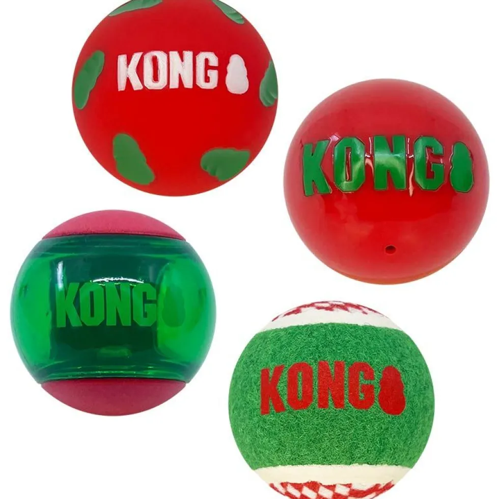 KONG Holiday Occasions Balls Md, 4 Stück