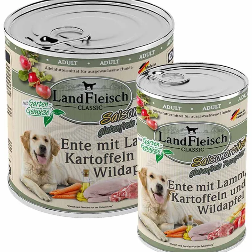 Landfleisch pur Ente mit Lamm, Kartoffeln u. Wildapfel