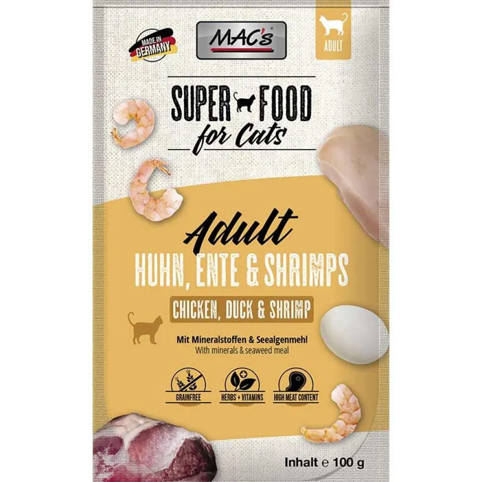 Macs Cat Pouch Huhn, Ente + Shrimps 100g