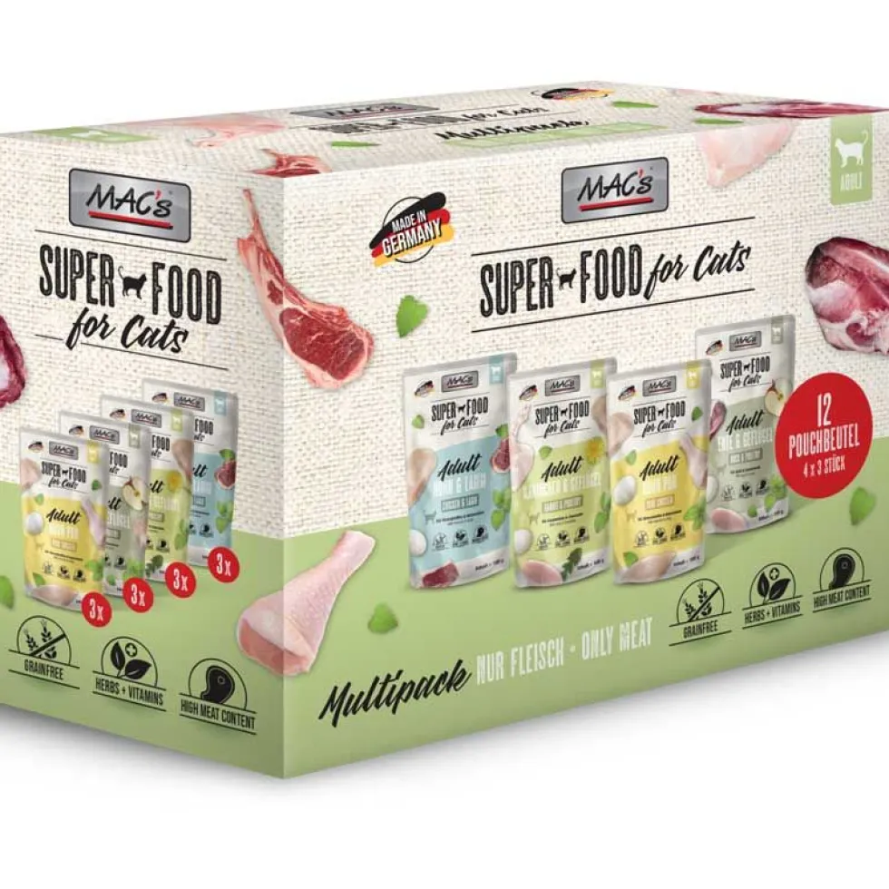 Macs Cat Pouch Multipack nur Fleisch 12 x 100g