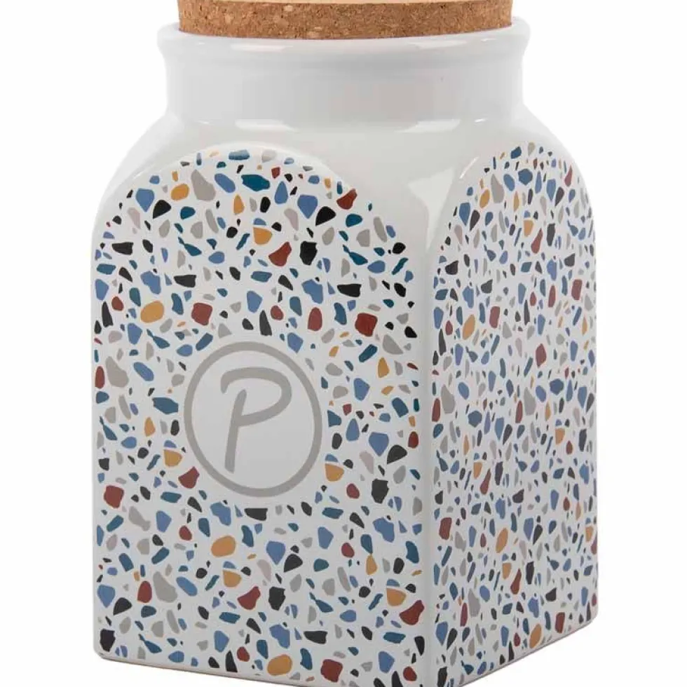 Petlando Futter- und Snackdose Terrazzo, 1350 ml, weiß