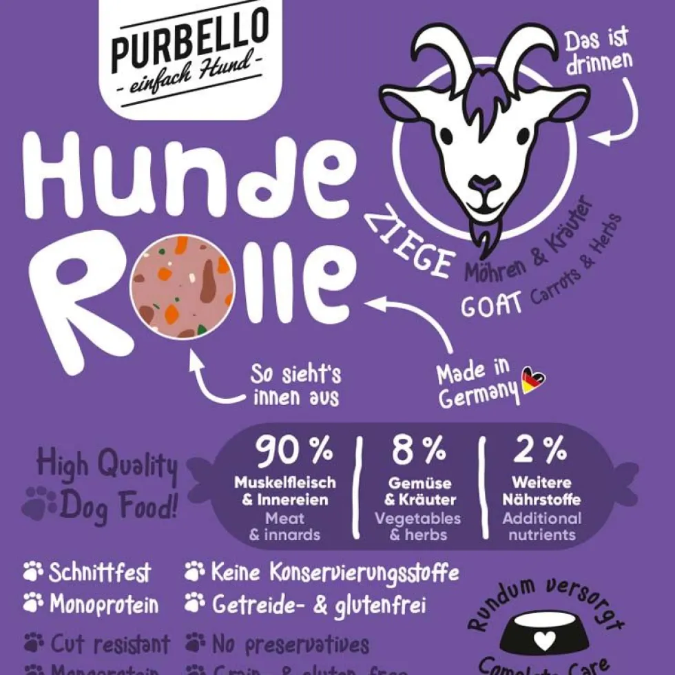 Purbello HundeRolle Ziege mit Möhren und Kräutern