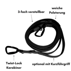 Woofed Nylon Pro Führleine verstellbar, Griff, L:2,5m
