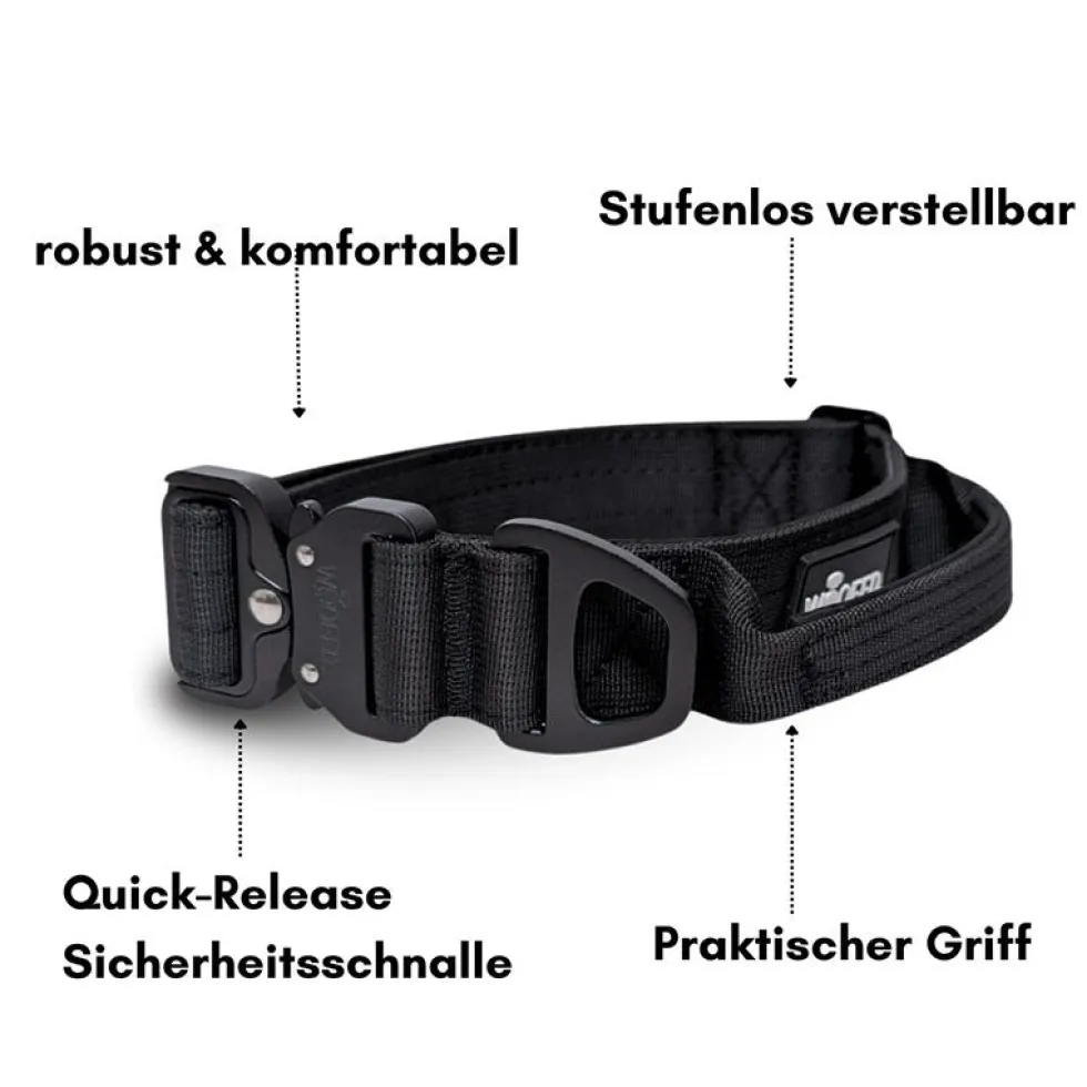 Woofed Nylon Tactical, Halsband, Griff, deep black