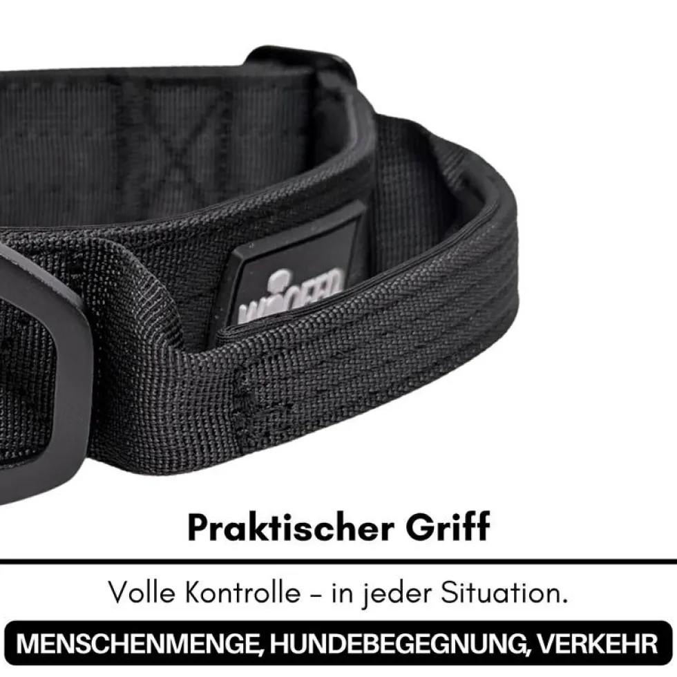 Woofed Nylon Tactical, Halsband, Griff, deep black